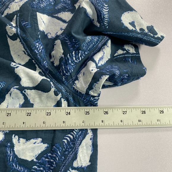 Tommy Bahama Shirt Mens Large Blue Cotton Stretch Hawaiian Camp Floral Island - Picture 8 of 10